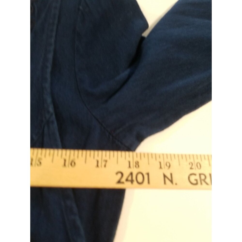 Pado Vtg 80s Womens Dress S Denim Tie Back Vest Long USA Cotton Long Sleeve - Picture 6 of 10
